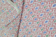 Handwoven Ikat pure silk fabric in diamond pattern in off white