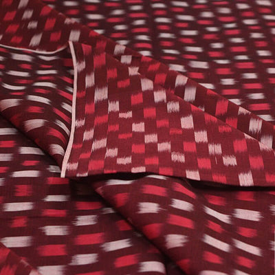 Handwoven ikat  pure cotton fabric in maroon