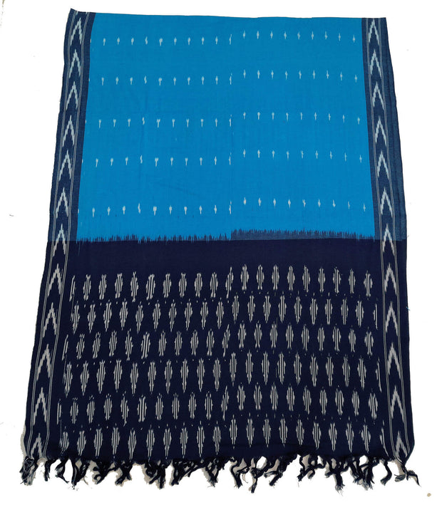 Handwoven Ikat pure cotton 3 piece salwar suit material in navy blue