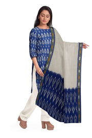 Handwoven Ikat cotton salwar suit material in blue & white