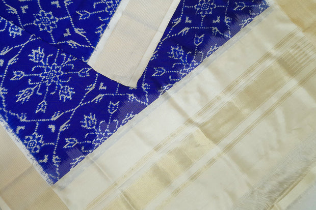 Ikat pure silk dupatta in blue in chhabdi  bhat pattern
