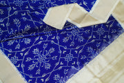 Ikat pure silk dupatta in blue in chhabdi  bhat pattern