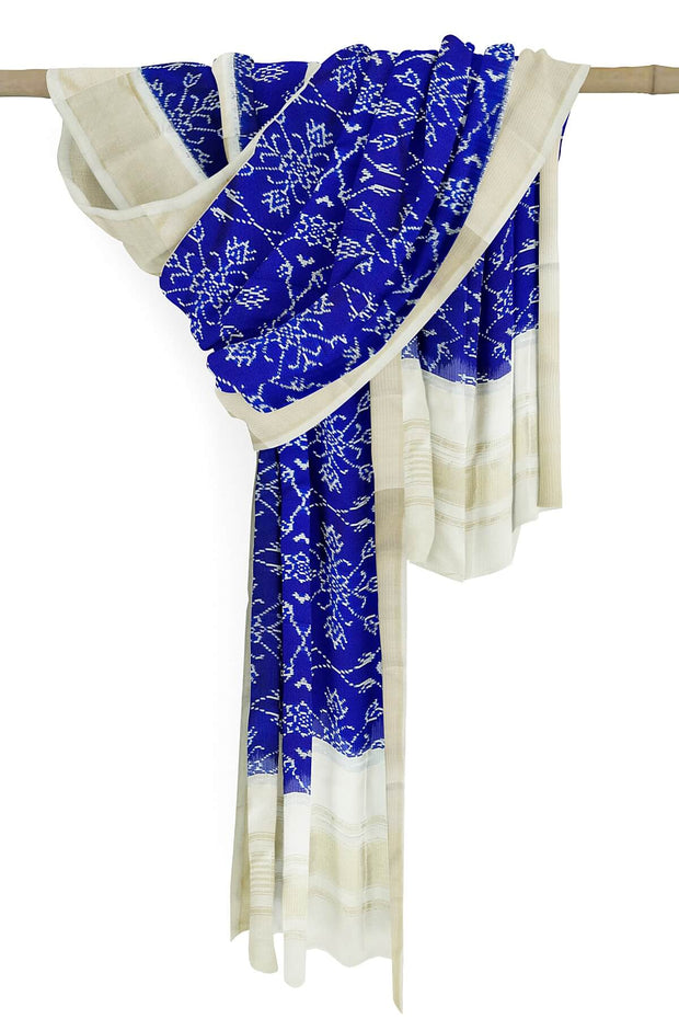 Ikat pure silk dupatta in blue in chhabdi  bhat pattern