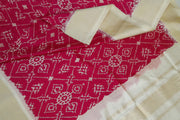 Ikat pure silk dupatta in pink in pan bhat pattern