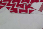 Handloom ikat  pure cotton  dupatta in dark red in  zig zag pattern