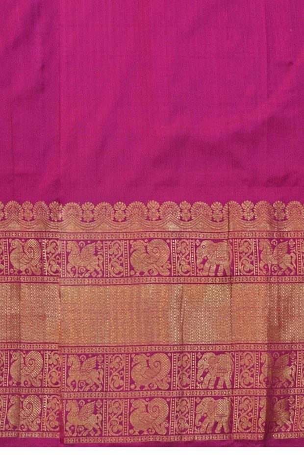 Handwoven Ikat pure silk unstitched lehenga material  in green in navaratan pattern