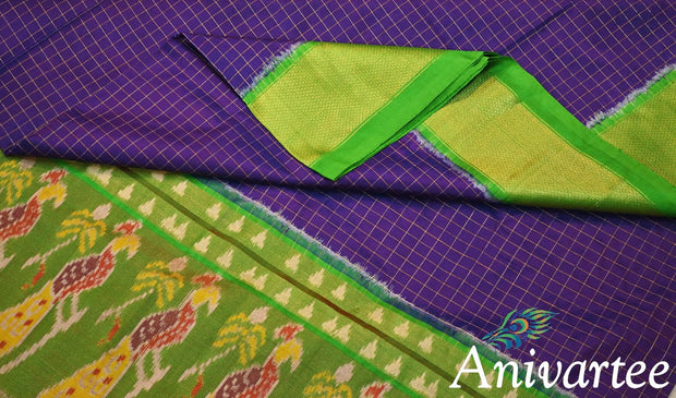 Handloom Ikat pure silk unstitched lehenga material - Anivartee