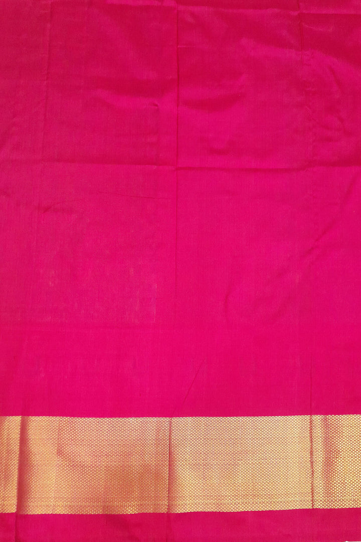 Handwoven Ikat pure silk unstitched lehenga material in orange  with plant motifs.