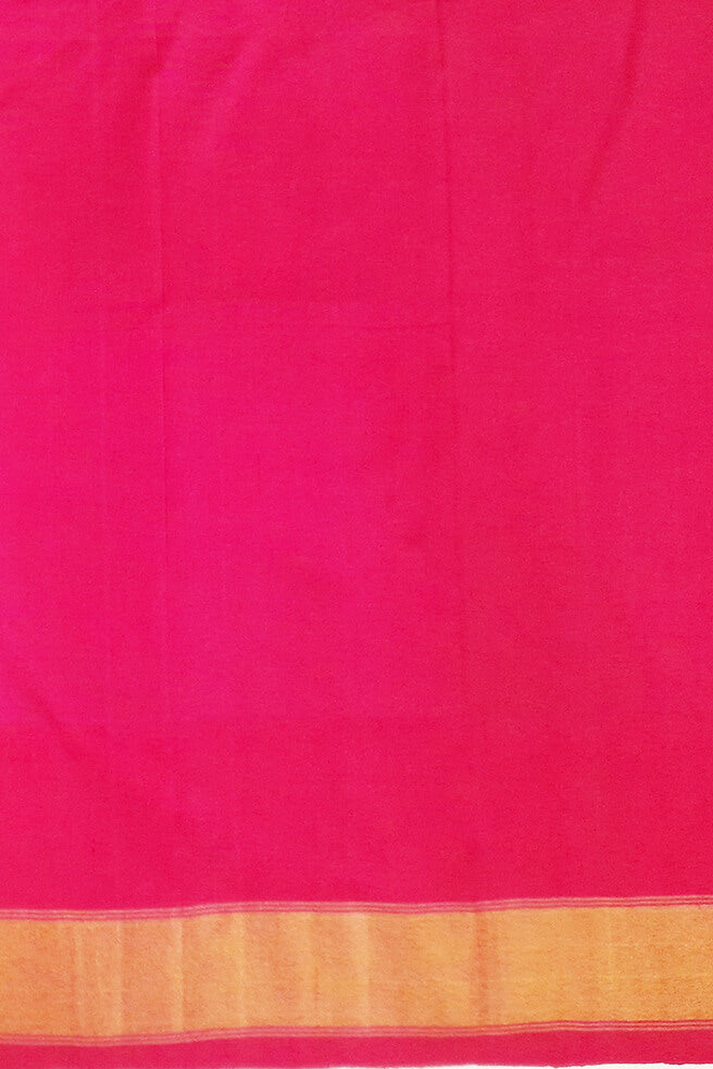 Handwoven Ikat pure silk unstitched lehenga material in leaf green & pink