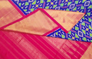 Ikat pure silk saree in blue in pan patola pattern