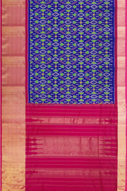 Ikat pure silk saree in blue in pan patola pattern