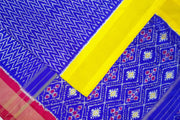 Ikat pure silk saree in blue with choktha bhat pattern in pallu