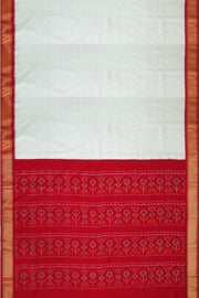 Handwoven ikat pure silk TWILL WEAVE saree in  off white