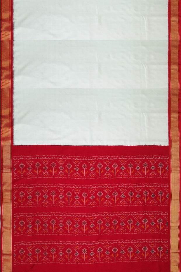 Handwoven ikat pure silk TWILL WEAVE saree in  off white