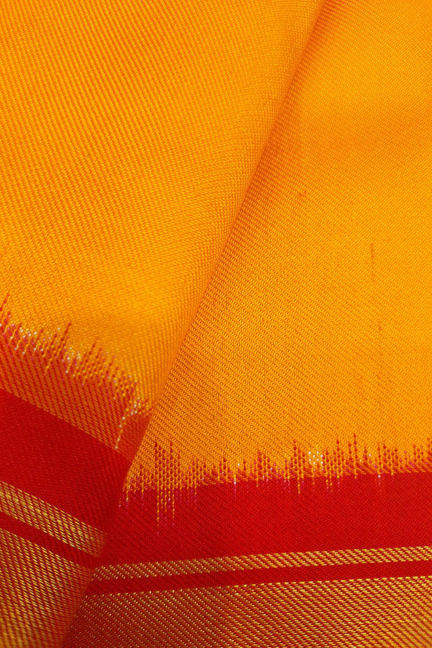 Handwoven ikat pure silk TWILL WEAVE saree in  yellow