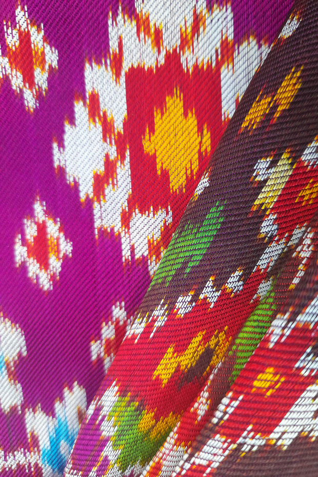 Handwoven ikat pure silk TWILL WEAVE saree in  navratan pattern