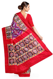 Handwoven ikat pure silk TWILL WEAVE saree in  navratan pattern