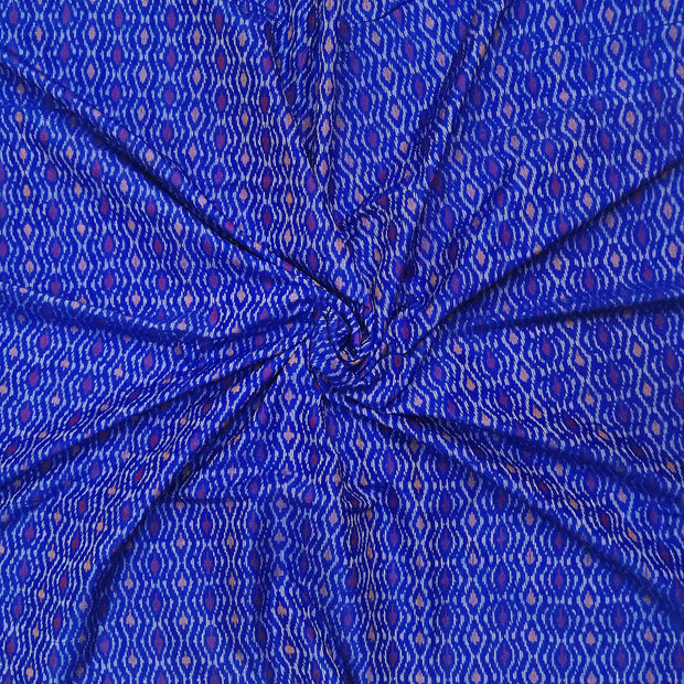 Handwoven  Ikat silk cotton fabric in royal blue