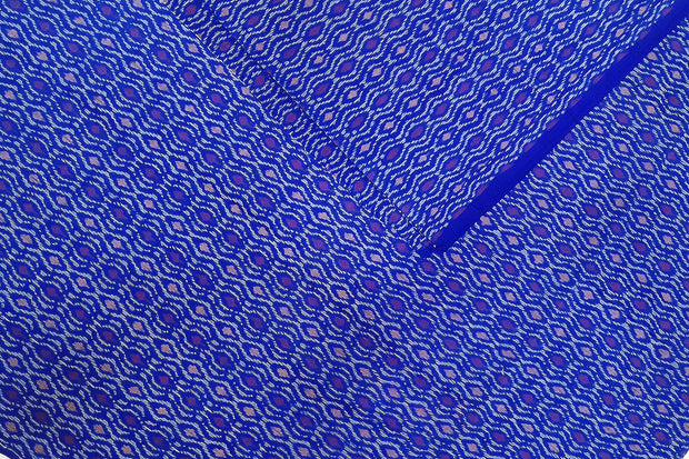 Handwoven  Ikat silk cotton fabric in royal blue