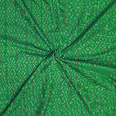 Handwoven  Ikat silk cotton fabric in green