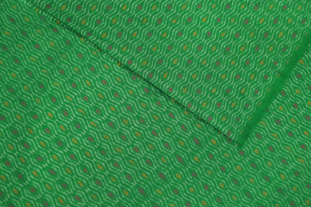 Handwoven  Ikat silk cotton fabric in green