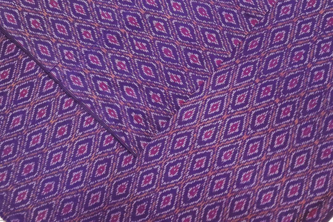 Handwoven  Ikat silk cotton fabric in purple