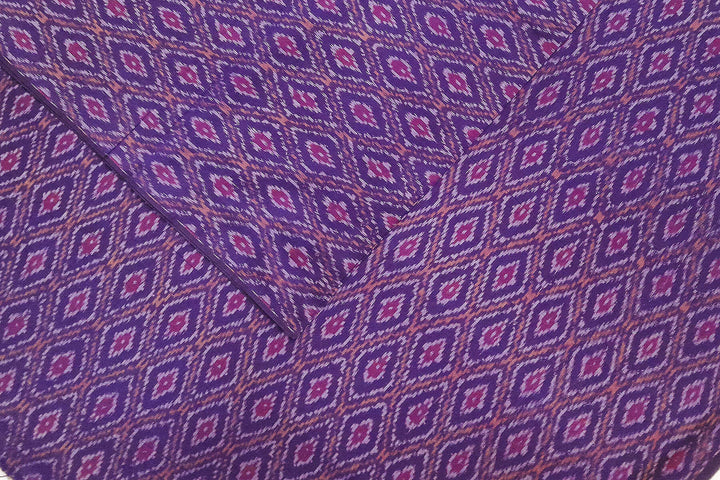 Handwoven  Ikat silk cotton fabric in purple