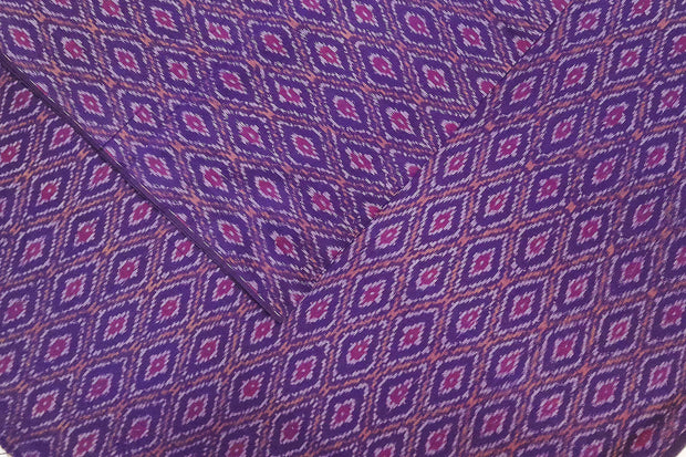 Handwoven  Ikat silk cotton fabric in purple