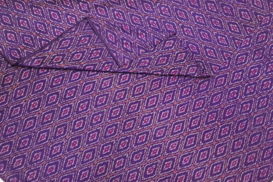 Handwoven  Ikat silk cotton fabric in purple