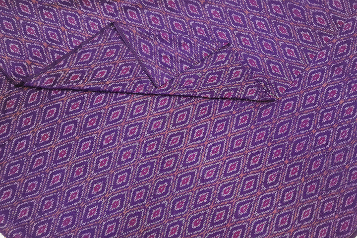 Handwoven  Ikat silk cotton fabric in purple