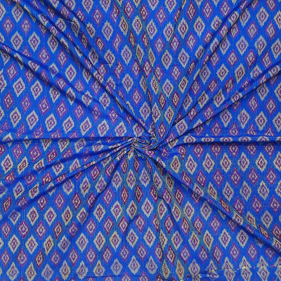 Handwoven  Ikat silk cotton fabric in dark blue