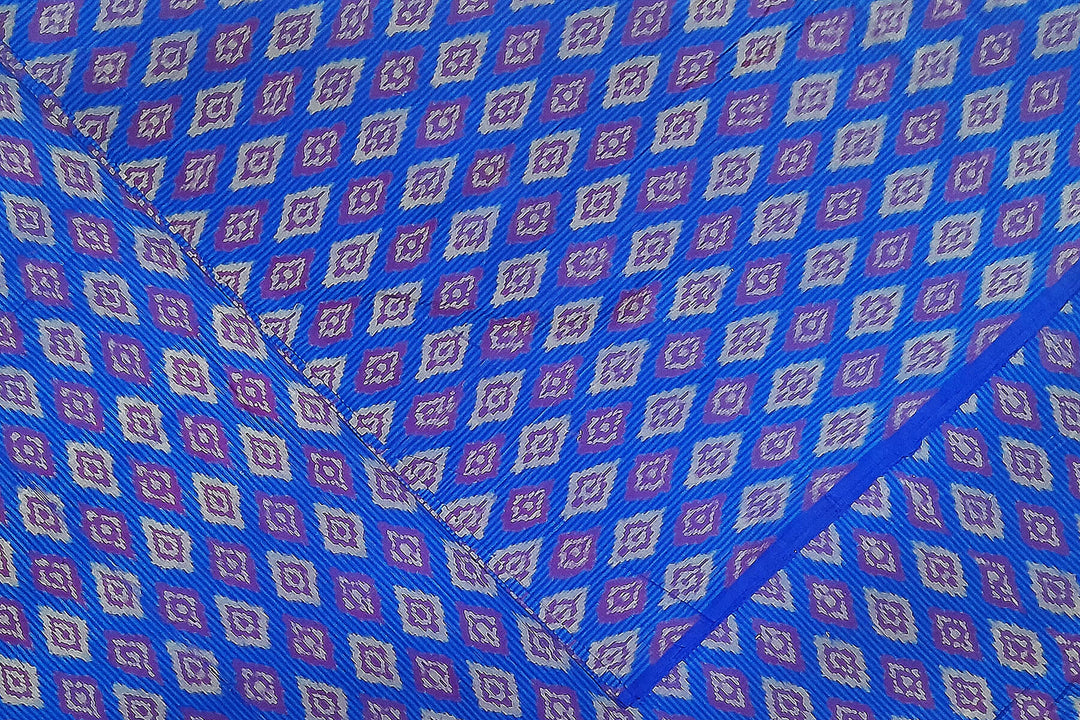 Handwoven  Ikat silk cotton fabric in dark blue