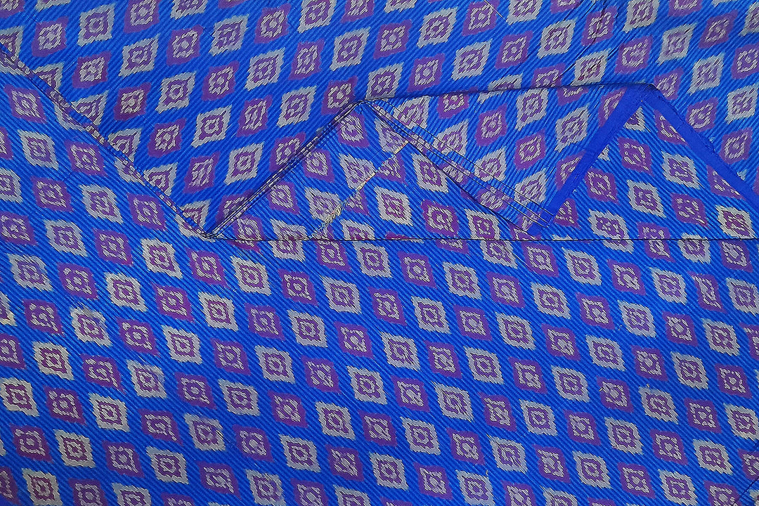 Handwoven  Ikat silk cotton fabric in dark blue
