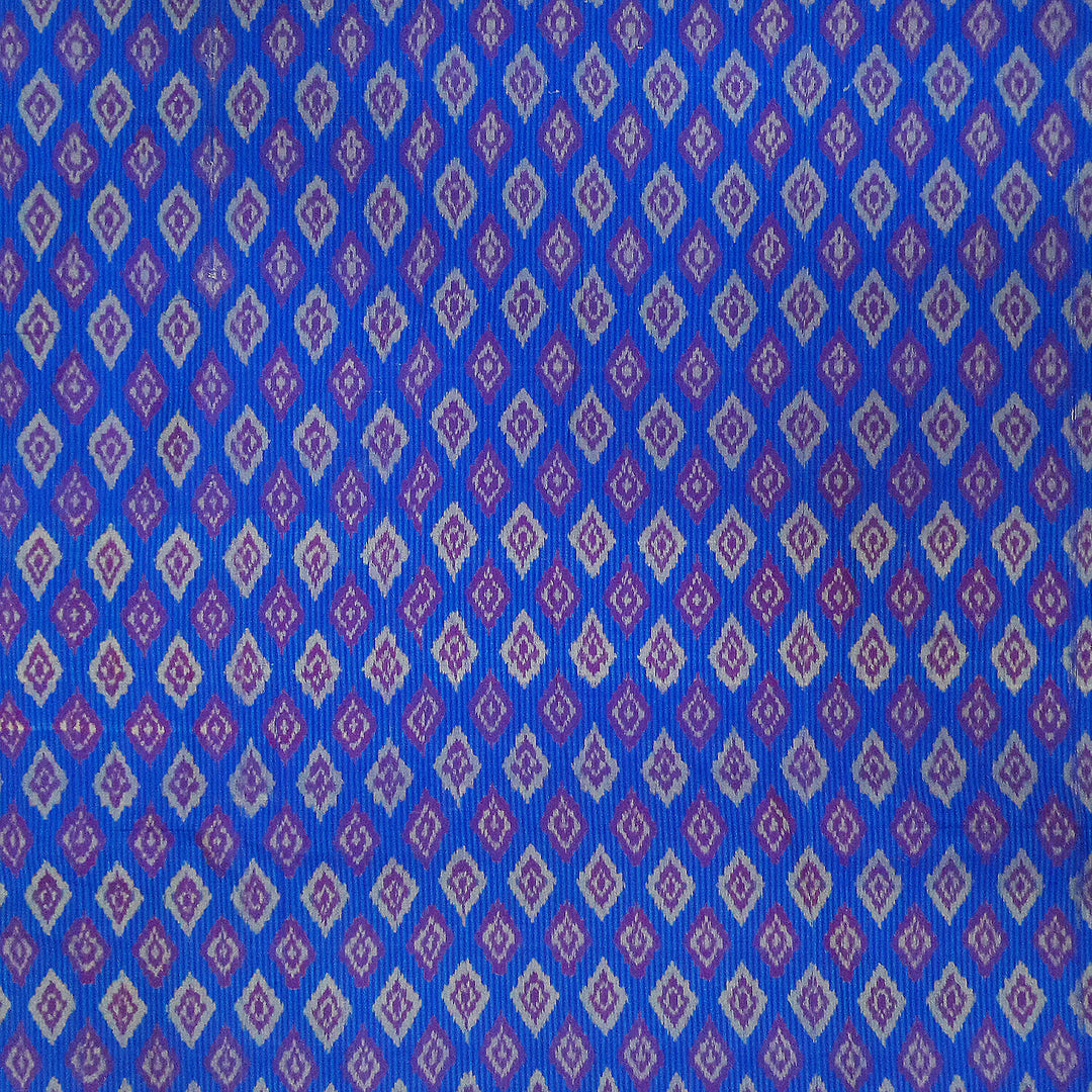 Handwoven  Ikat silk cotton fabric in dark blue