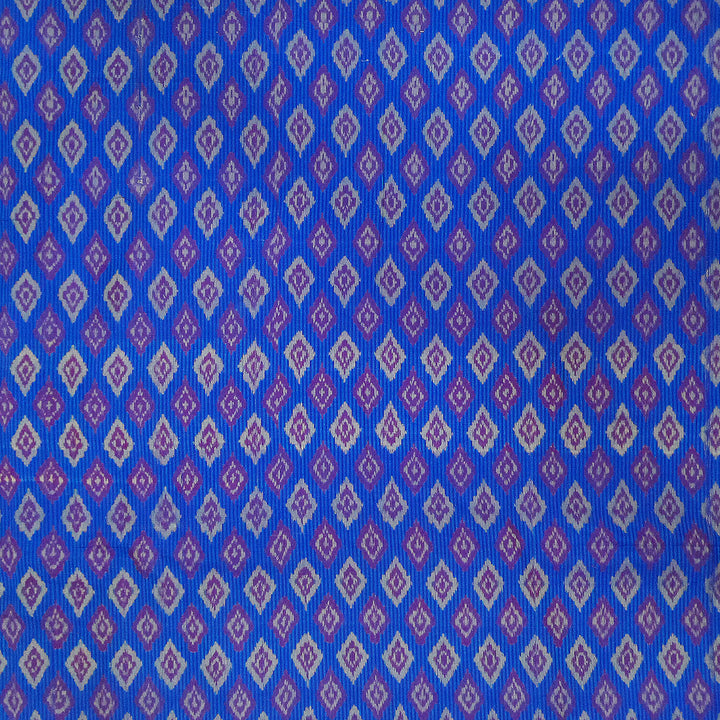 Handwoven  Ikat silk cotton fabric in dark blue