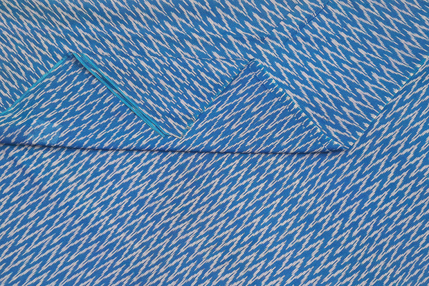 Handwoven  Ikat silk cotton fabric in munsell blue