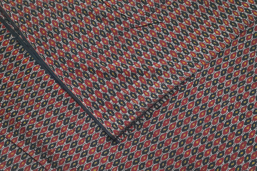 Handwoven  Ikat silk cotton fabric in black