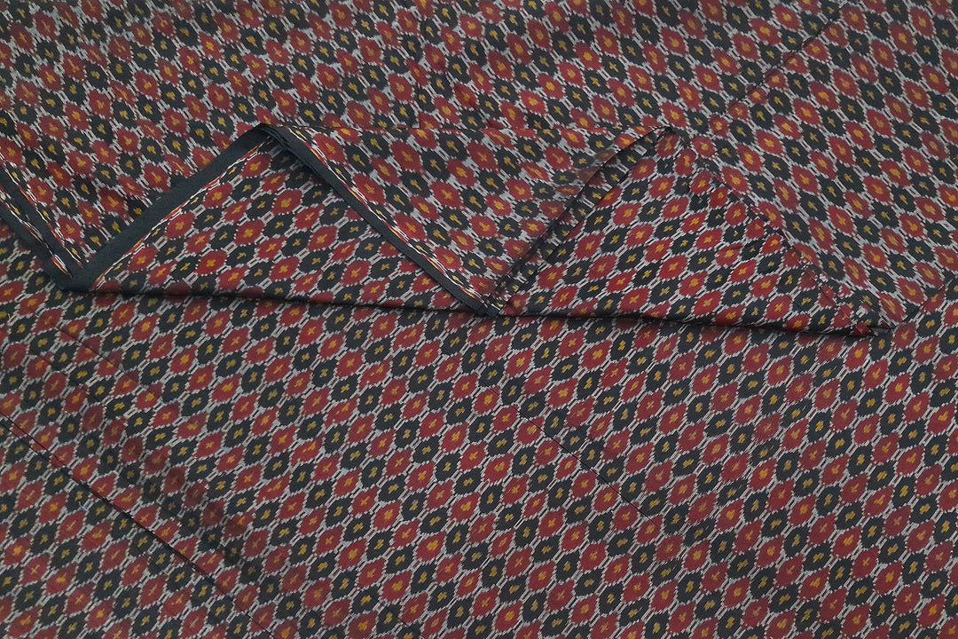 Handwoven  Ikat silk cotton fabric in black