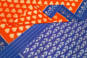Handwoven ikat pure cotton saree in orange with leaf pattern