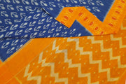 Handwoven ikat pure cotton saree in blue with anchor motifs