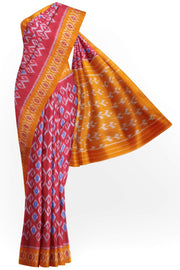 Handwoven ikat pure cotton saree  in red