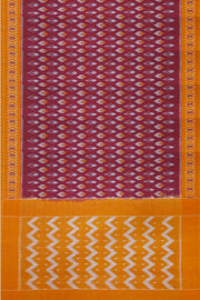 Handwoven ikat pure cotton saree in maroon with floral motifs