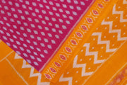 Handwoven ikat pure cotton saree in pink with floral motifs