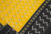 Handwoven ikat pure cotton saree in yellow
