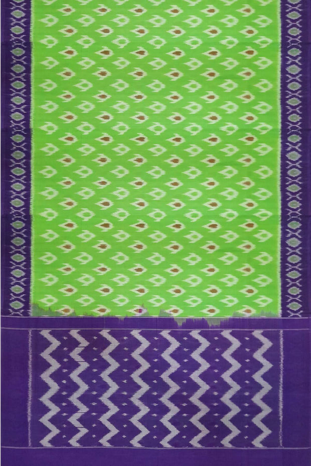 Handwoven ikat pure cotton saree in green