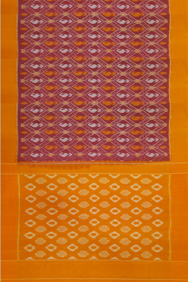 Handwoven ikat pure cotton saree in maroon