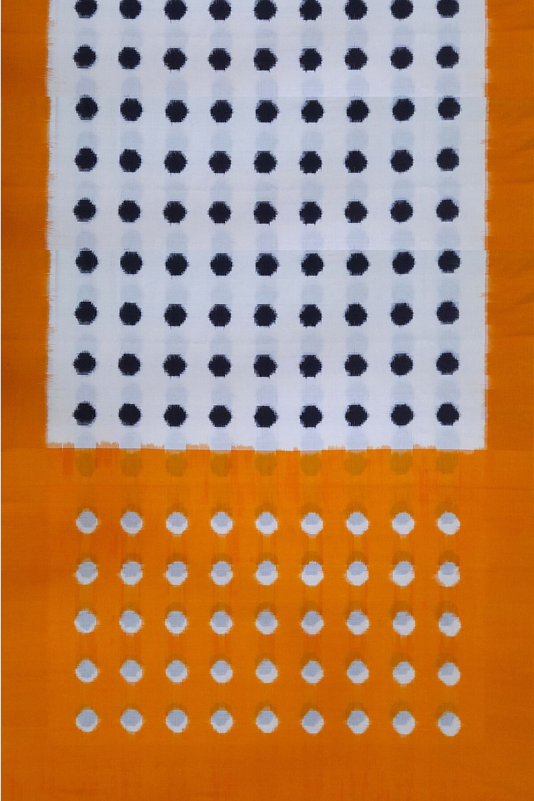 Handwoven double Ikat pure cotton saree in  off white