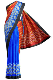 Handwoven Ikat pure silk saree in partly style with polka dots