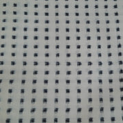 Handwoven double ikat pure cotton fabric in off white with black squares