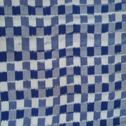 Handwoven double  Ikkat pure cotton fabric in off white & blue checks